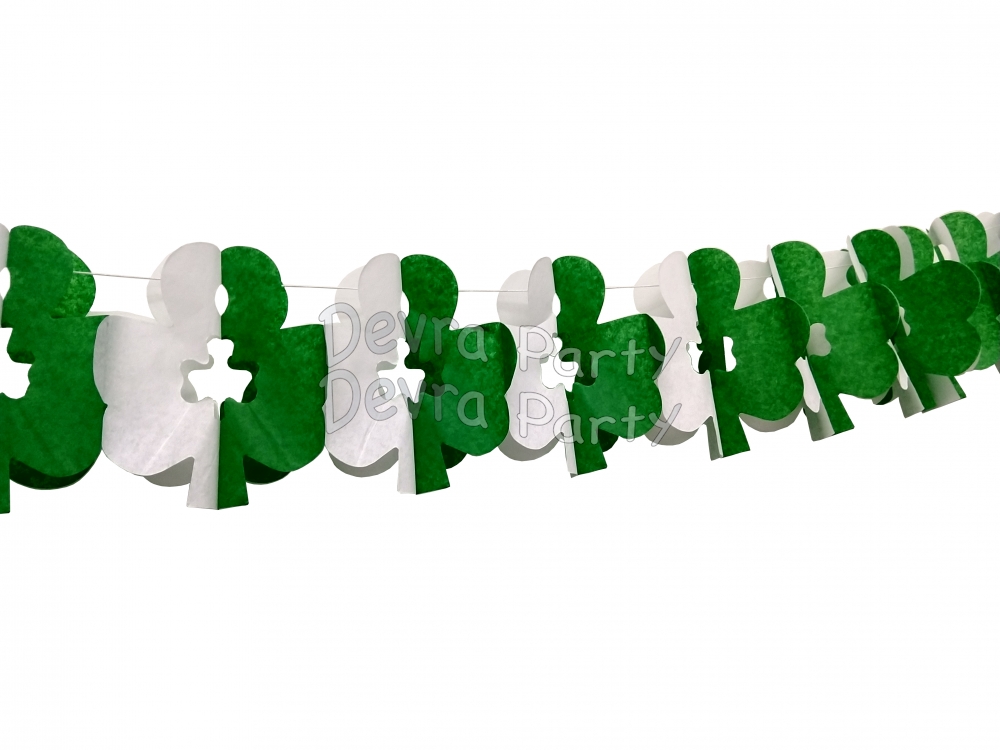 10 Foot Tissue Paper Shamrock Garland (6 pcs) - Click Image to Close