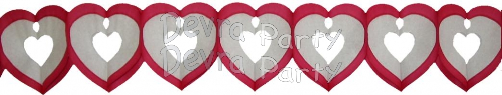 6 Foot Tissue Heart Garland (12 pcs) - Click Image to Close