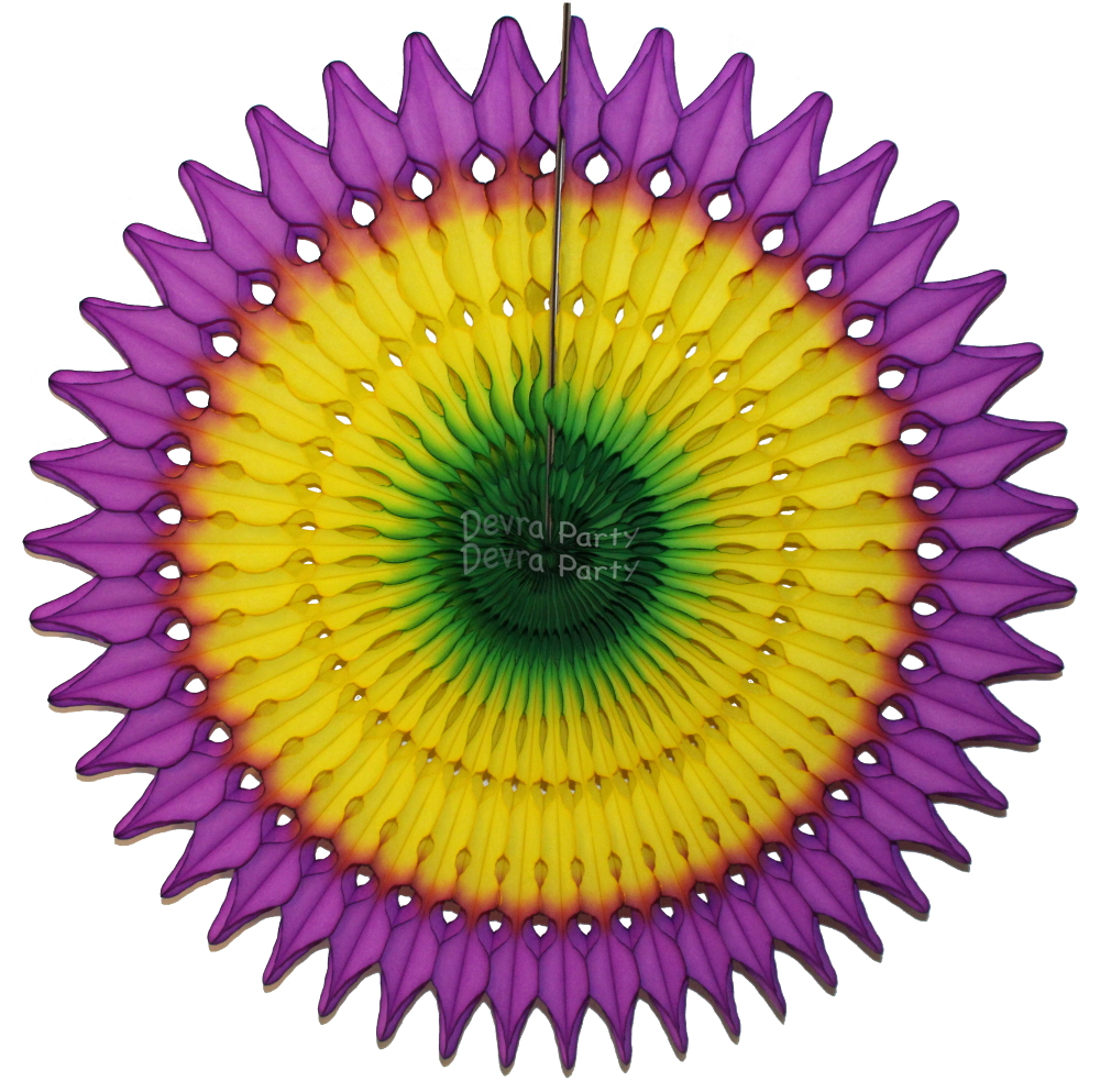 (image for) Mardi Gras Tissue Fan Decoration 21 Inch (12 pcs)