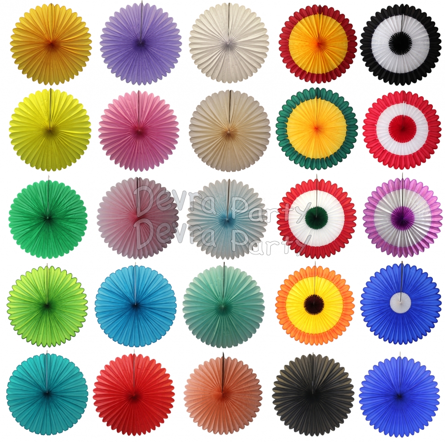 27 Inch Tissue Paper Deluxe Fan (12 pcs) - Click Image to Close