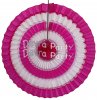 (image for) 16 Inch Striped Tissue Paper Fan Cerise and White (12 pcs)