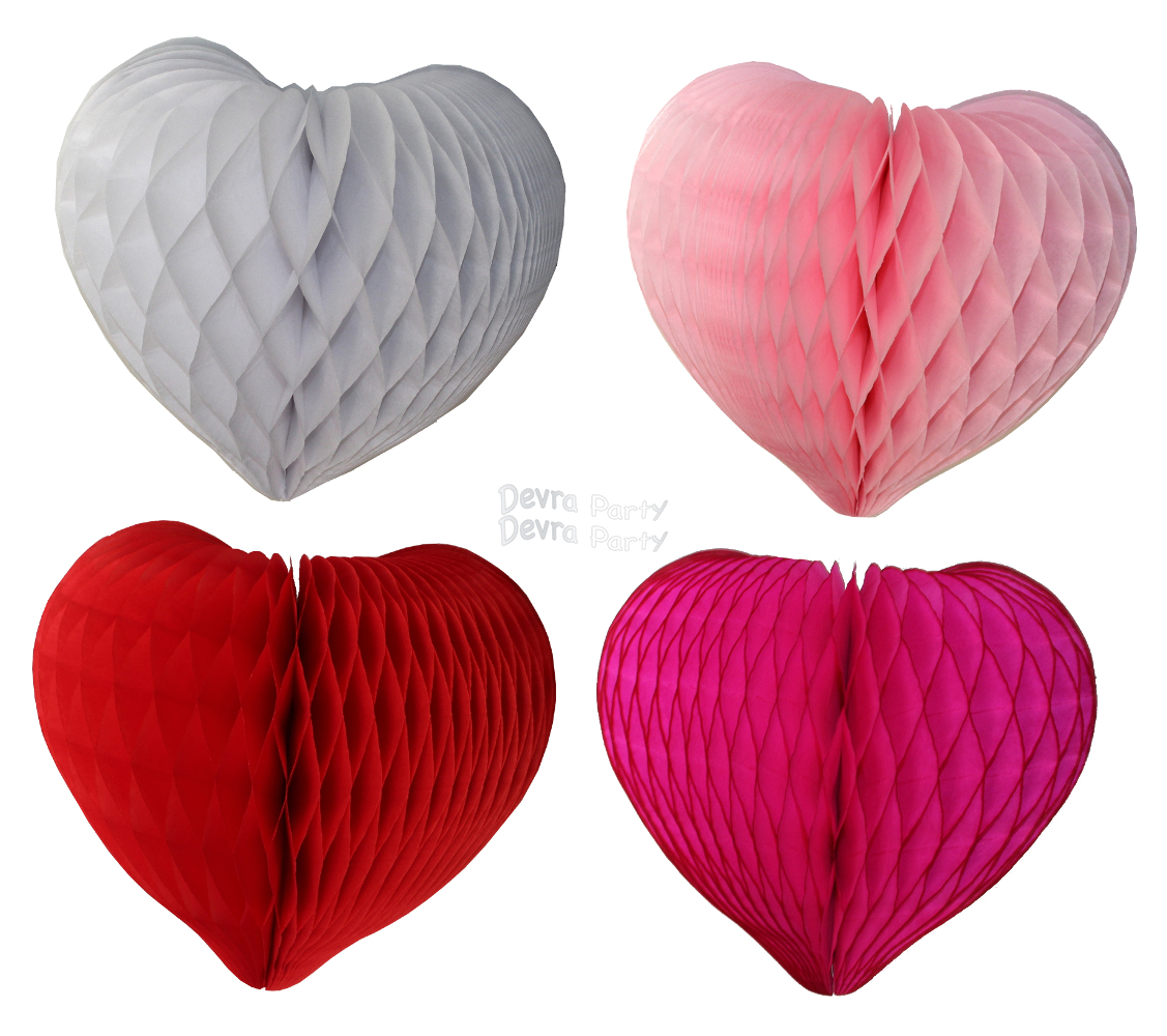 (image for) Mini 8 Inch Honeycomb Heart Decoration (12 Pieces)
