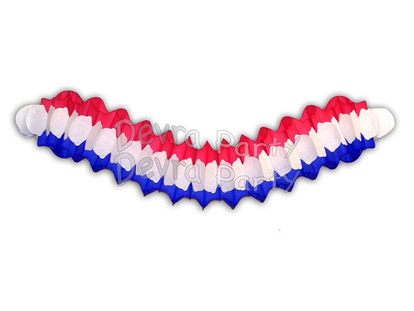 Patriotic 12 Foot Arch Garland RWB (12 pcs) - Click Image to Close