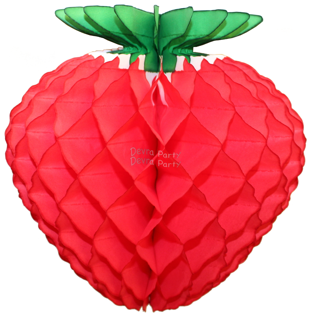 (image for) Honeycomb Strawberry Decoration, Classic Red 16 inch (12 pcs)