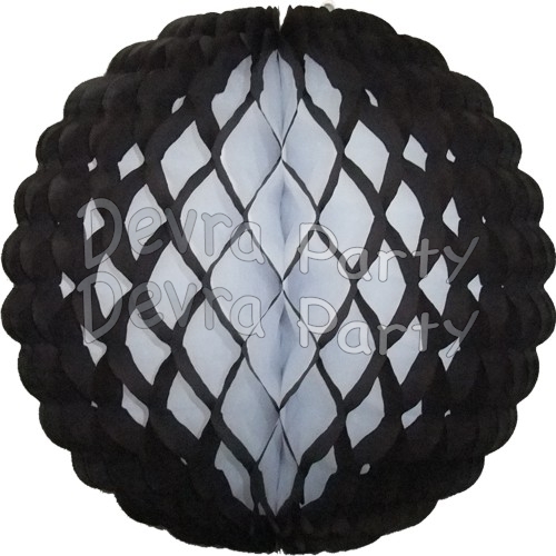 8 Inch Puff Ball Black and White (12 pcs) - Click Image to Close