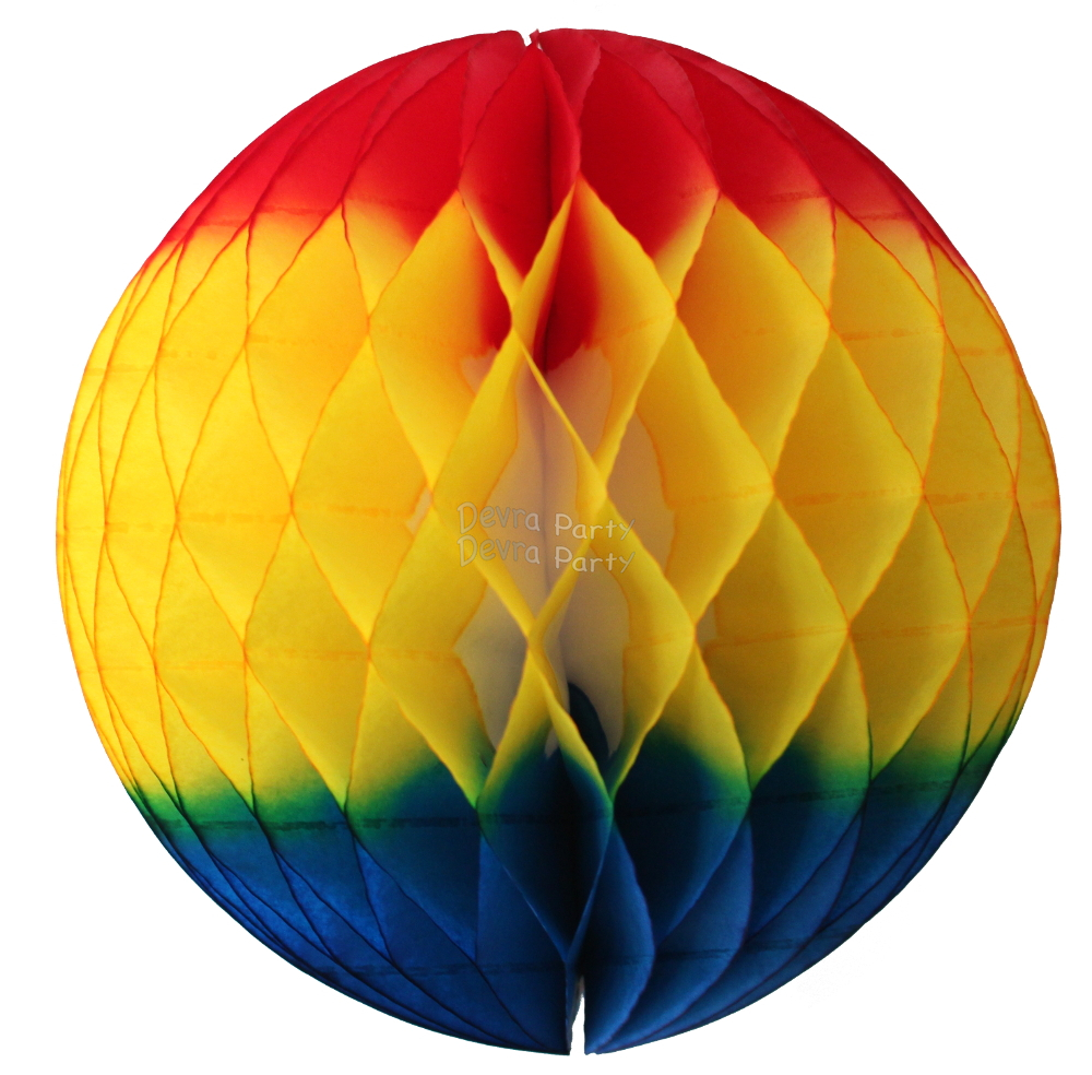 (image for) Rainbow Fiesta Red/Gold/Turquoise Tissue Paper Balls (12 pcs)