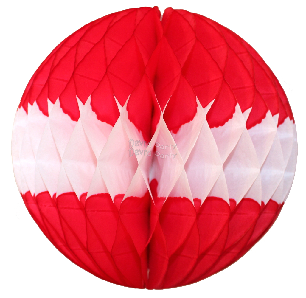 (image for) Red White Honeycomb Paper Ball (12 pcs)