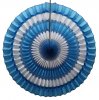 16 Inch Tissue Paper Striped Fan Turquoise and White (12 pcs)