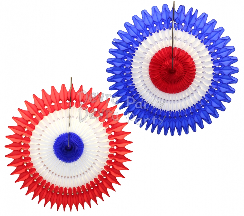 21 Inch Tissue Fan Patriotic Theme (12 pcs) - Click Image to Close