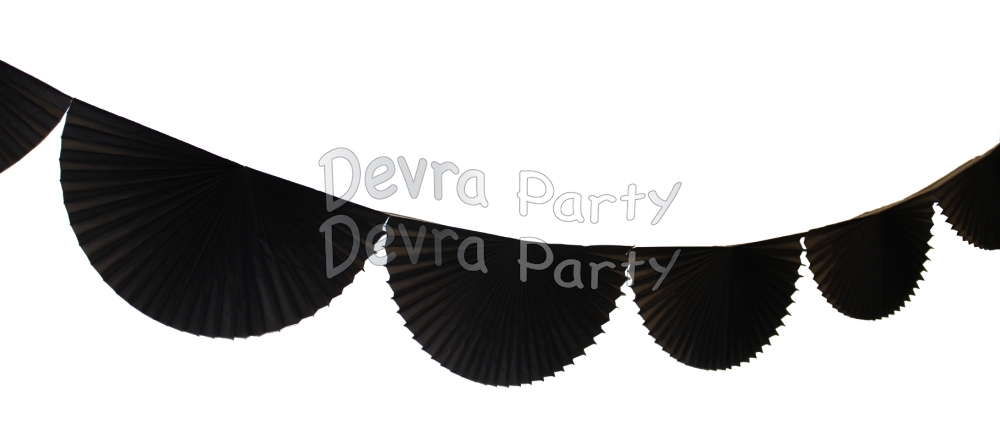 Black 10 Foot Bunting Fan Garland (12 pcs) - Click Image to Close