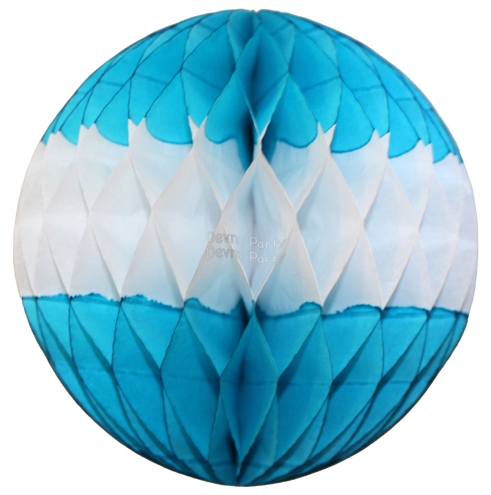 (image for) Turquoise Blue and White Honeycomb Balls (12 pcs)