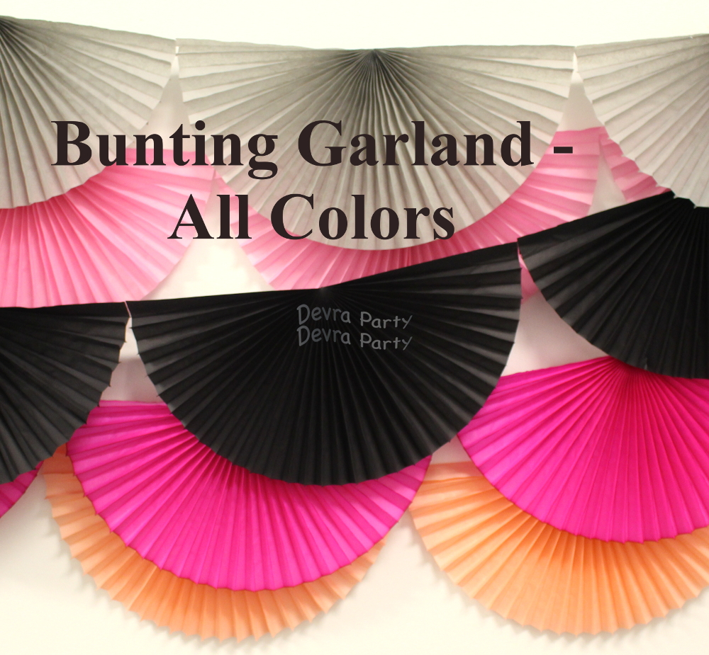 (image for) 10 Foot Tissue Paper Fan Garland (Bunting) - All Colors (12 pcs)