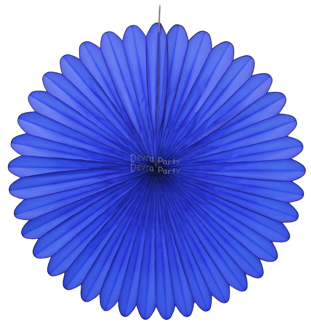 (image for) 27 Inch Dark Blue Tissue Paper Deluxe Fan (12 pcs)