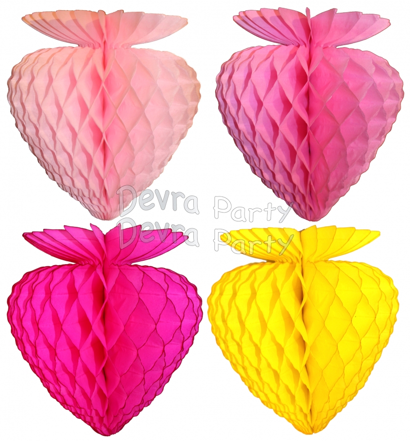 Honeycomb Tissue Strawberry, 10 Inch - Solid Colors (12 pcs) - Click Image to Close