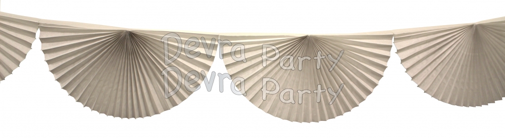 White 10 Foot Bunting Fan Garland (12 pcs) - Click Image to Close