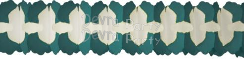 (image for) 12 Foot Cross Garland Decoration Teal & White (12 pcs)