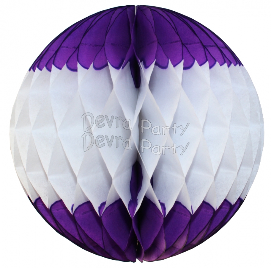 Purple White Honeycomb Tissue Paper Balls (12 pcs) - Click Image to Close