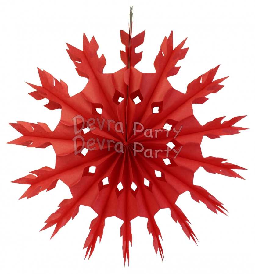 15 Inch Red Tissue Paper Snowflake Decoration (12 pcs) - Click Image to Close