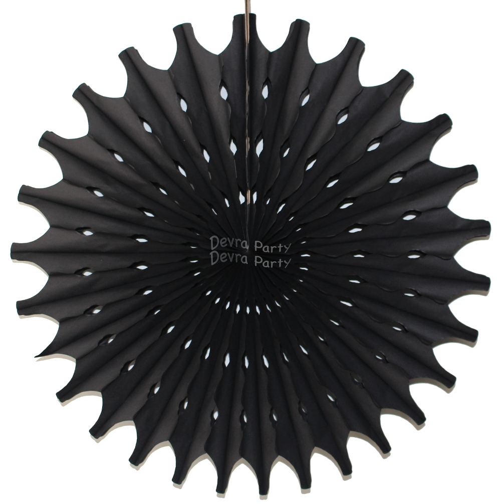 (image for) Black 18 Inch Tissue Paper Fan (12 pieces)
