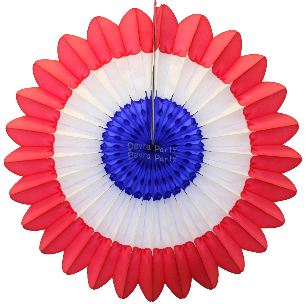 (image for) Patriotic Honeycomb Fanburst Red White Blue (12 pcs)