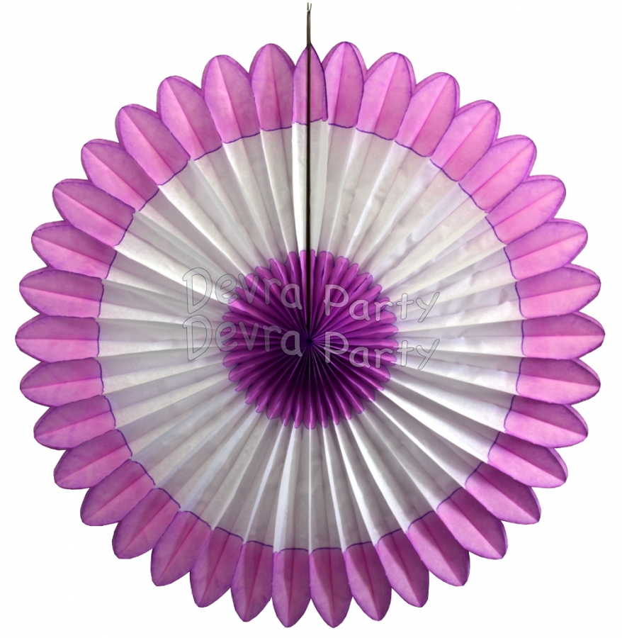 27 Inch Deluxe Fan Lilac White Lilac (12 pcs) - Click Image to Close