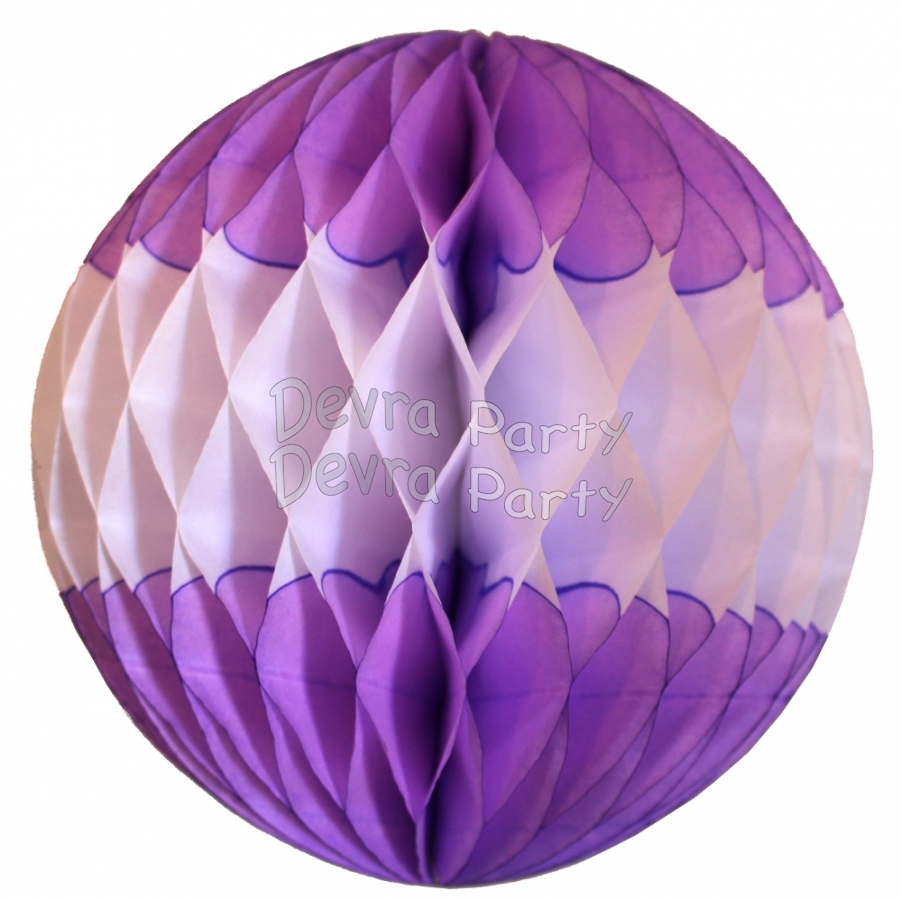 Lilac/White Paper Balls (12 pcs) - Click Image to Close