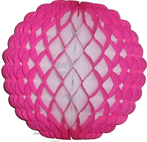 (image for) 14 Inch Puff Ball Cerise and White (12 pcs)