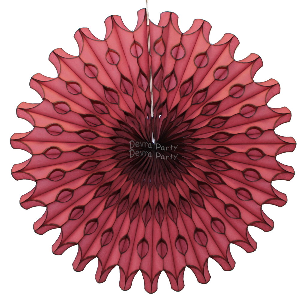 (image for) Maroon 18 Inch Hanging Party Fans (12 pieces)