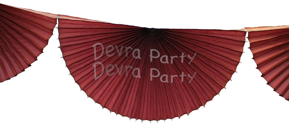 Maroon (Dyed Burgundy) 10 Foot Bunting Fan Garland (12 pcs) - Click Image to Close