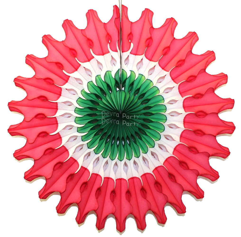 (image for) 18 Inch Red White Green Christmas Fan Decoration (12 pcs)