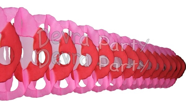 Red Pink Full Tissue Garland (12 pcs) - Click Image to Close