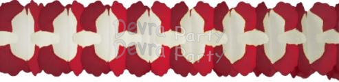 (image for) 12 Foot Cross Garland Decoration Maroon & White (12 pcs)