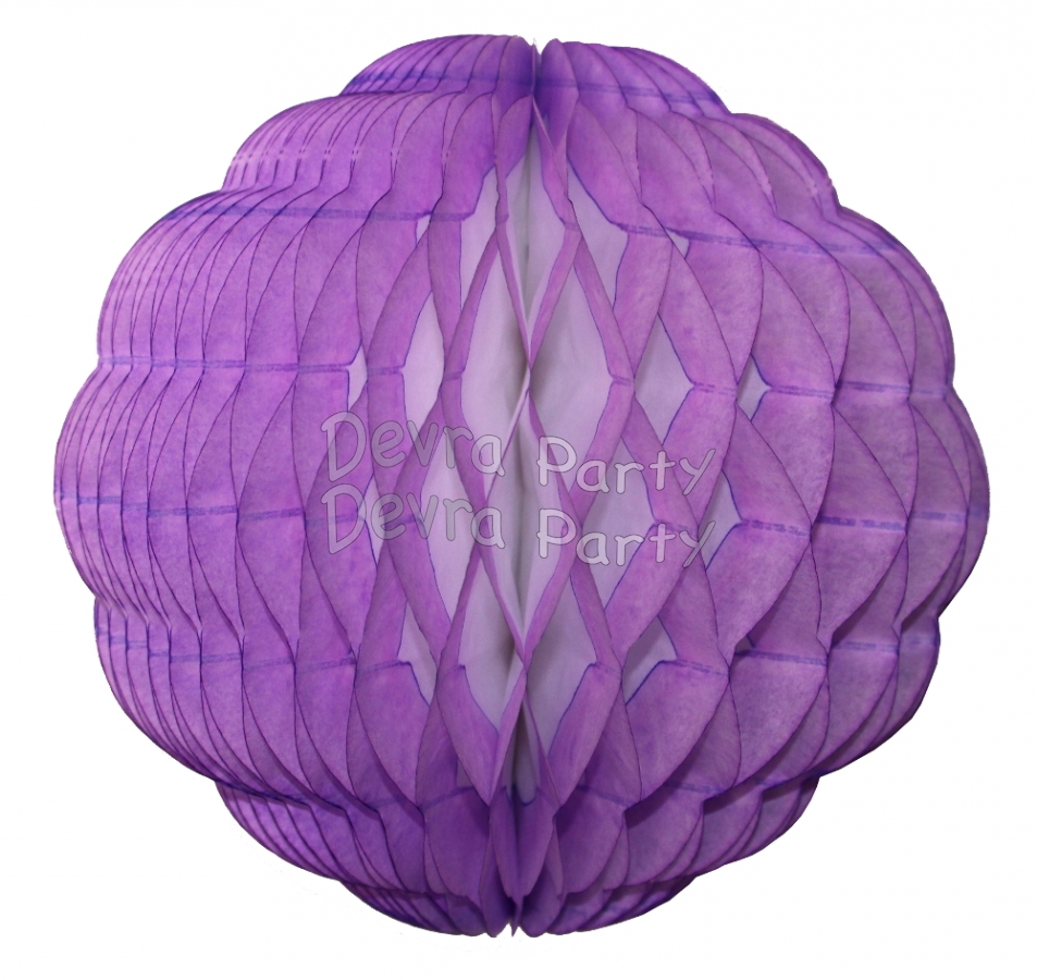 14 Inch Puff Ball Lilac and White (12 pcs) - Click Image to Close