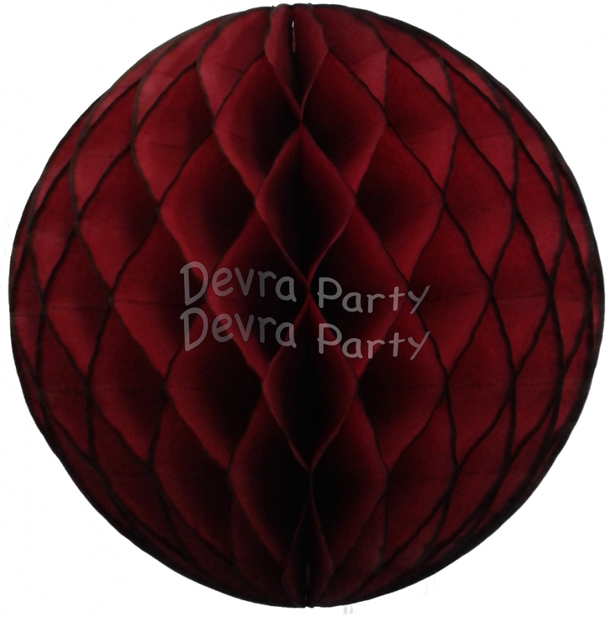 Maroon (Dyed Burgundy) Tissue Paper Ball (12 pcs) - Click Image to Close