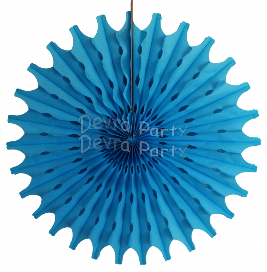 Turquoise 18 Inch Tissue Paper Fan (12 pcs) - Click Image to Close