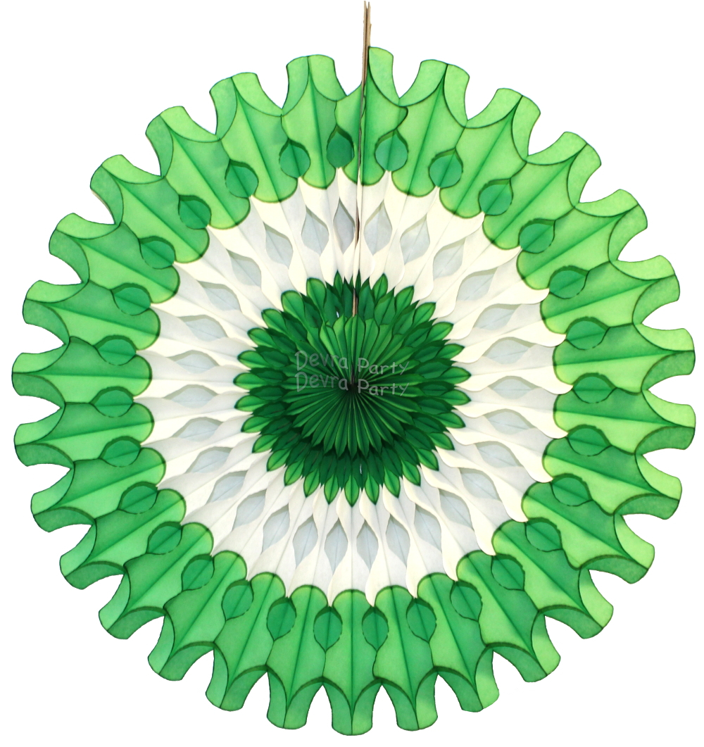 (image for) Green White Green 18 Inch Fan Decoration (12 pcs)