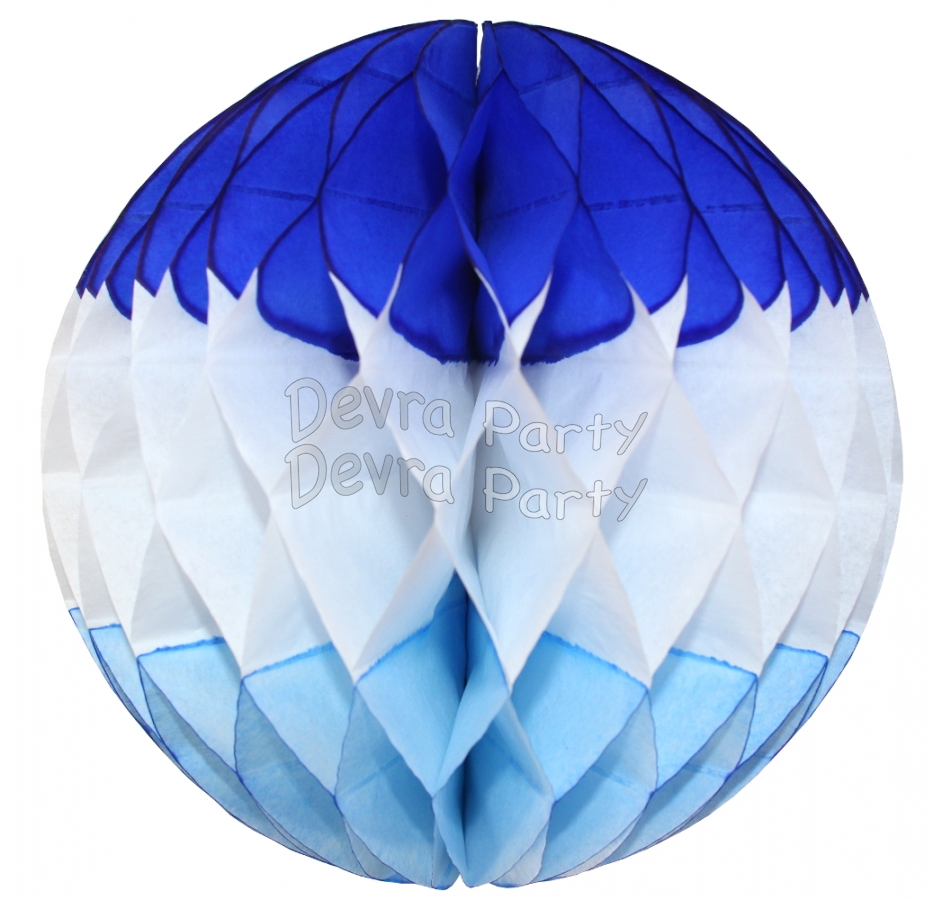 Winter Blue and White Honeycomb Ball (12 pcs) - Click Image to Close
