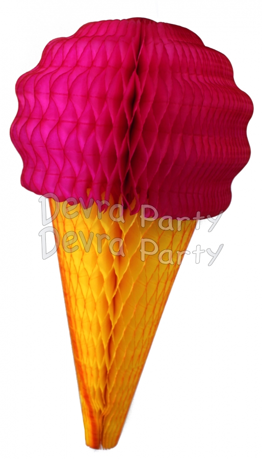 Cerise 20 Inch Tissue Paper Ice Cream Cones (6 pieces) - Click Image to Close