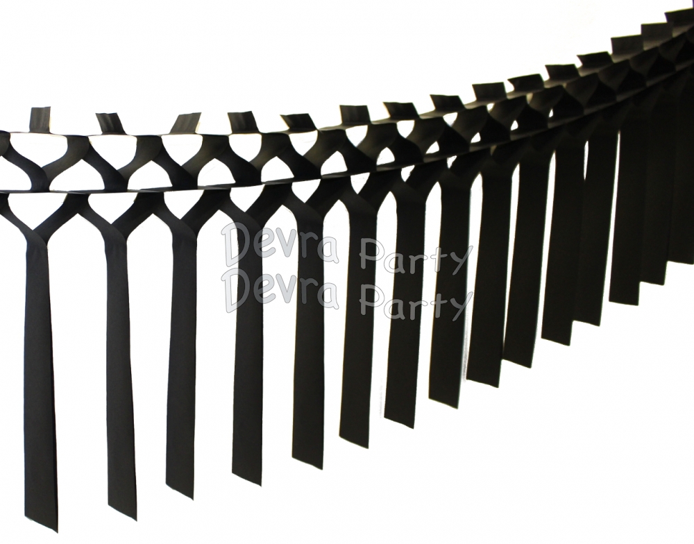 Black Streamer Garland Decoration (12 pcs) - Click Image to Close