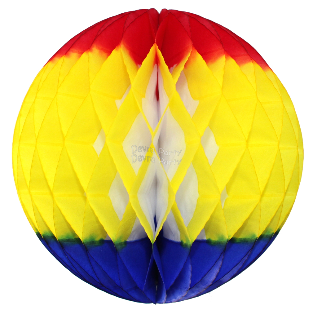 (image for) Back To School Red Yellow Blue Honeycomb Ball (12 pcs)