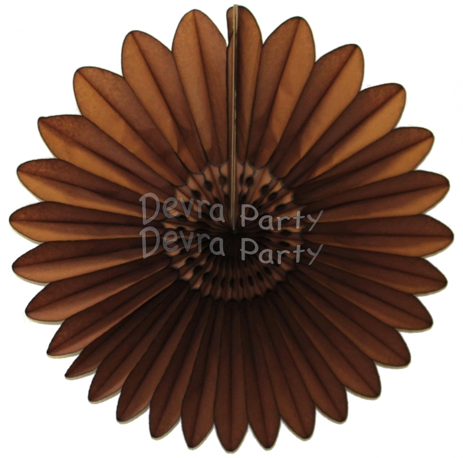 Tissue Fanburst Decoration Brown (12 pcs) - Click Image to Close