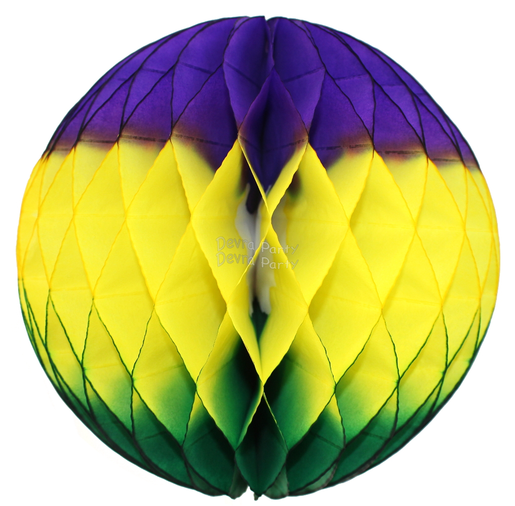 (image for) Mardi Gras Purple Gold Green Honeycomb Ball (12 pcs)