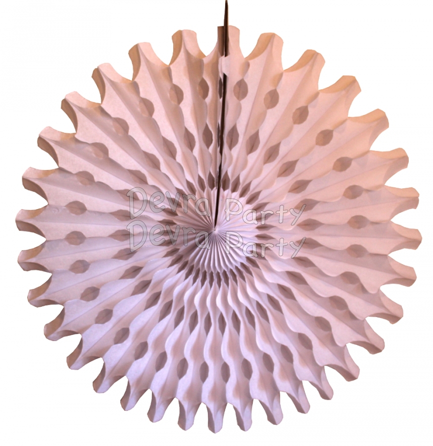 White 18 Inch Tissue Paper Fan (12 pcs) - Click Image to Close