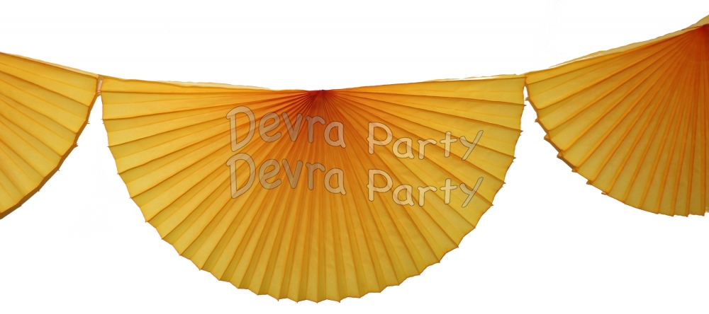 Gold 10 Foot Bunting Fan Garland (12 pcs) - Click Image to Close