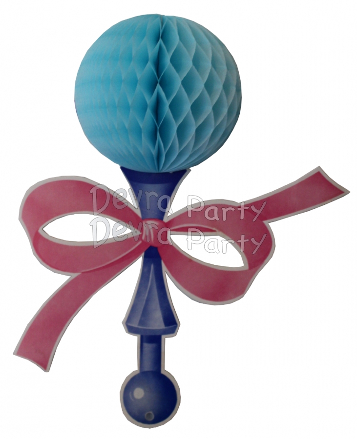 Light Blue 13 Inch Baby Rattle Decoration (6 pcs) - Click Image to Close