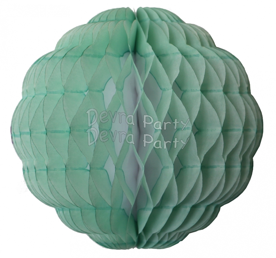 8 Inch Cool Mint and White Puff Ball Decoration (12 pcs) - Click Image to Close