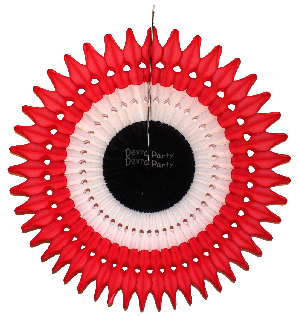 (image for) 21 Inch Tissue Fan Red White Black (12 pcs)
