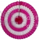 16 Inch Striped Tissue Paper Fan Cerise and White (12 pcs)