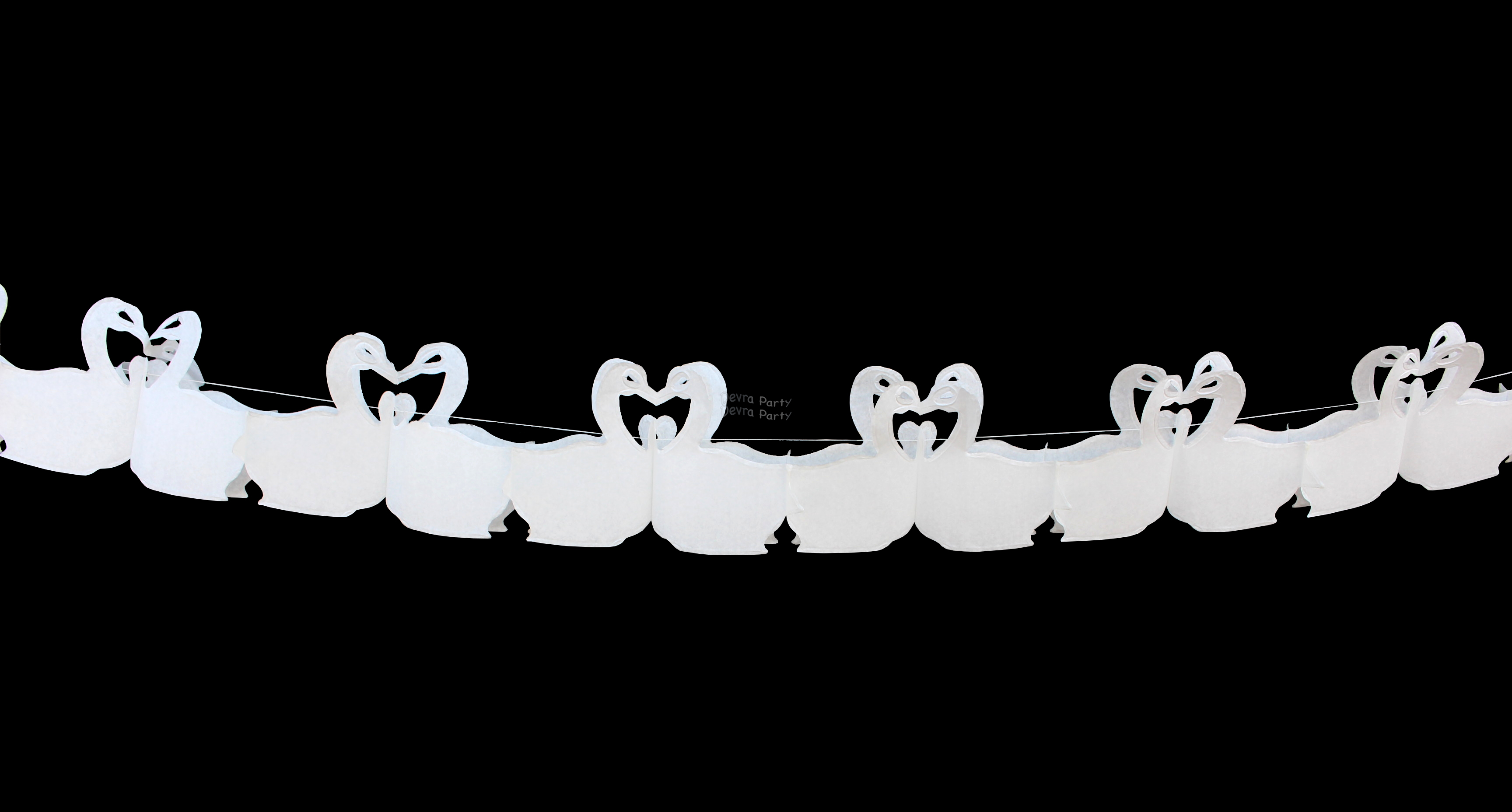 (image for) 12 Foot Tissue Paper Swan Garland, Vintage White (6 pcs)