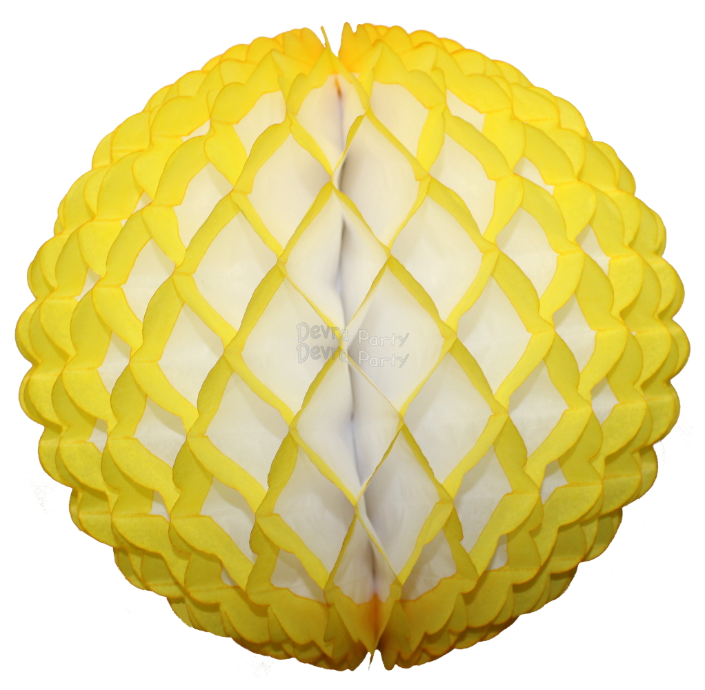 (image for) 14 Inch Puff Ball Gold and White (12 pcs)